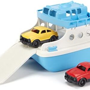 Green Toys Ferry Boat with Mini Cars Bathtub Toy, Blue/White, Standard
