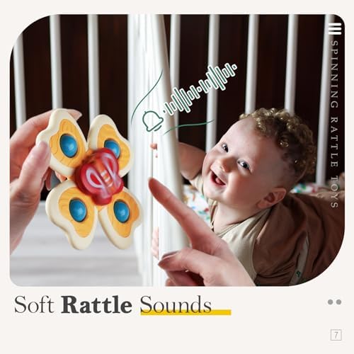 3PCS ALASOU Silicone Suction Cup Spinner Toys for 1 Year Old Boy Girl|Novelty Spinning Tops Bath Toys for Kids Ages 1-3|Sensory Toys for Toddlers 1-3 Year Old Boy Birthday Gift - Image 6
