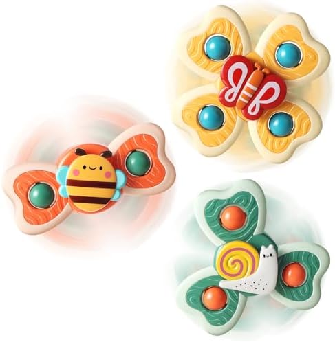 3PCS ALASOU Silicone Suction Cup Spinner Toys for 1 Year Old Boy Girl|Novelty Spinning Tops Bath Toys for Kids Ages 1-3|Sensory Toys for Toddlers 1-3 Year Old Boy Birthday Gift - Image 9