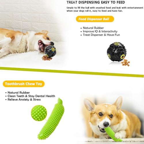 Aipper Dog Puppy Toys 23 Pack, Puppy Chew Toys for Fun and Teeth Cleaning, Dog Squeak Toys,Treat Dispenser Ball, Tug of War Toys, Puppy Teething Toys, Dog Rope Toys Pack for Medium to Small Dogs - Image 3