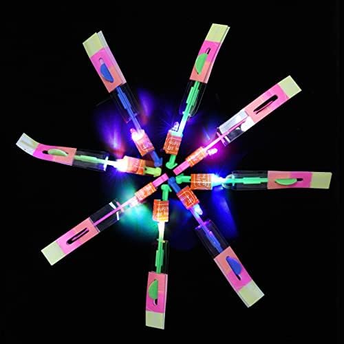 lpvoqpth 25 Sets LED Flying Set, 25 Slingshot+25 Glow Helicopter-50 Pcs, Flying Toy Outdoor Toys Glow in The Dark Party Supplies Party Favors for Kids 8-12,4-8 - Image 7