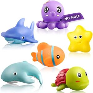 Hely Cancy Mold Free Infant Bath Toys for 18 Months - No Hole Animal Bathtub Toys, Baby Bath Tub Toys No Mold (Ocean)