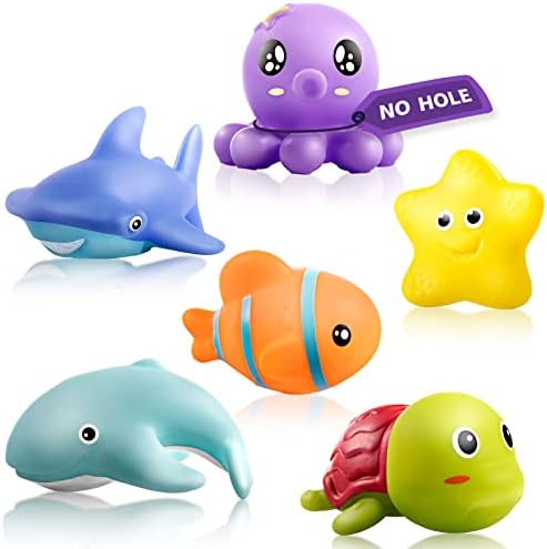 Hely Cancy Mold Free Infant Bath Toys for 18 Months - No Hole Animal Bathtub Toys, Baby Bath Tub Toys No Mold (Ocean)