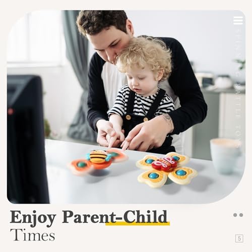 3PCS ALASOU Silicone Suction Cup Spinner Toys for 1 Year Old Boy Girl|Novelty Spinning Tops Bath Toys for Kids Ages 1-3|Sensory Toys for Toddlers 1-3 Year Old Boy Birthday Gift - Image 5