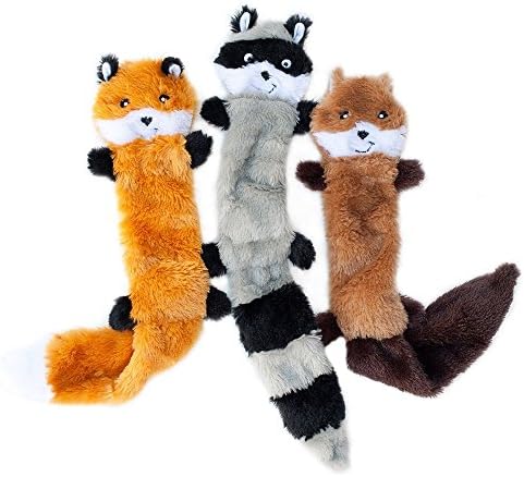 ZippyPaws Skinny Peltz - Fox, Raccoon, & Squirrel - No Stuffing Squeaky Dog Toys, Unstuffed Chew Toy for Small & Medium Breeds, Bulk Multi-Pack of 3 Soft Plush Toys, Flat No Stuffing Puppy Toys - 18" - Image 3