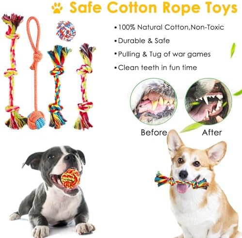 Aipper Dog Puppy Toys 23 Pack, Puppy Chew Toys for Fun and Teeth Cleaning, Dog Squeak Toys,Treat Dispenser Ball, Tug of War Toys, Puppy Teething Toys, Dog Rope Toys Pack for Medium to Small Dogs - Image 5