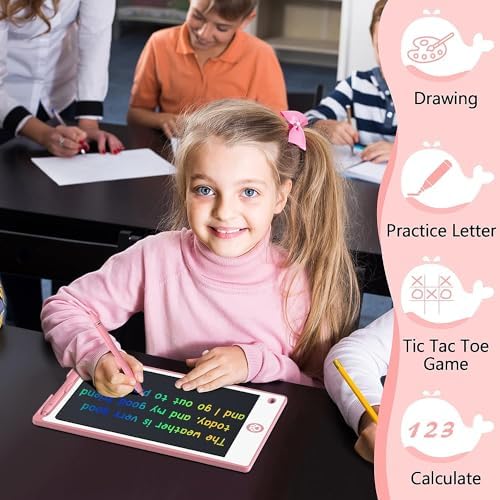 Hockvill LCD Writing Tablet for Kids 8.8 Inch, Kids Toys for Girls Boys Drawing Pad for 3 4 5 6 7 8 Year Old Kid, Toddler Drawing Doodle Board Travel Essentials Christmas Birthday Gift for Kids -Pink - Image 2