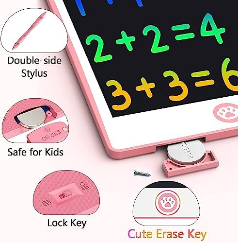 Hockvill LCD Writing Tablet for Kids 8.8 Inch, Kids Toys for Girls Boys Drawing Pad for 3 4 5 6 7 8 Year Old Kid, Toddler Drawing Doodle Board Travel Essentials Christmas Birthday Gift for Kids -Pink - Image 3