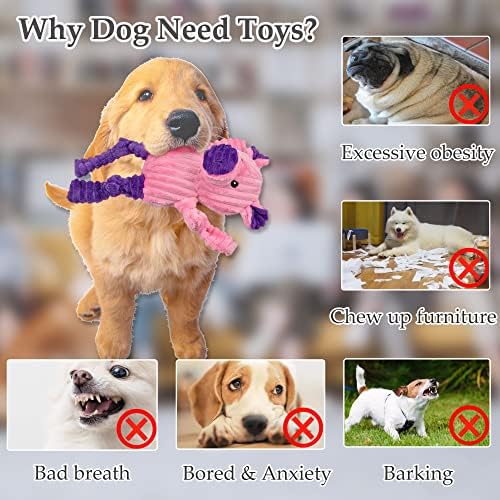LECHONG 5 Pack Tough Dog Toys Stuffed Squeaky Dog Toys Assortment Plush Animal Dog Toy Value Bundle Puppy Pet Dog Toys for Small Medium Large Dogs - Image 4