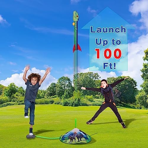 Gizzjoy Dinosaur Toy Rocket Launcher for Kids - Launch Up to 100 Ft, 4 Rockets, Outdoor Outside Toys for Kids, Dinosaur Toys, Birthday Gifts for 3 4 5 6 7 8-12 Year Old Boys Girls - Image 2