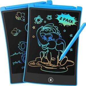 TEKFUN 2 Pack LCD Writing Tablet with Stylus, 8.5in Erasable Doodle Board Mess Free Drawing Pad for Kids, Car Trip Educational Toys Birthday for 3 4 5 6 7 Girls Boys (2*Blue)