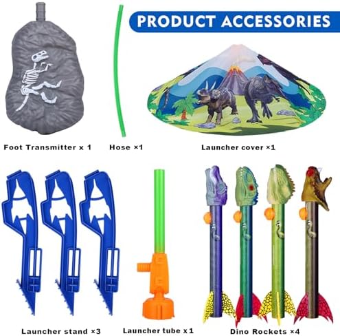 Gizzjoy Dinosaur Toy Rocket Launcher for Kids - Launch Up to 100 Ft, 4 Rockets, Outdoor Outside Toys for Kids, Dinosaur Toys, Birthday Gifts for 3 4 5 6 7 8-12 Year Old Boys Girls - Image 7