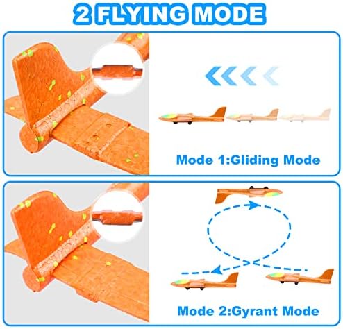 Fuwidvia 3 Pack Airplane Launcher Toys, 13.2'' LED Foam Glider Catapult Plane Toy for Boys, 2 Flight Modes Outdoor Flying Toys Birthday Gifts for Boys Girls 4 5 6 7 8 9 10 11 12 Year Old - Image 3
