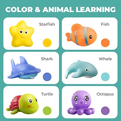 Hely Cancy Mold Free Infant Bath Toys for 18 Months - No Hole Animal Bathtub Toys, Baby Bath Tub Toys No Mold (Ocean) - Image 6