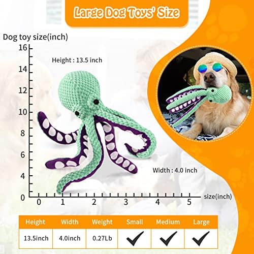 Fuufome Squeaky Dog Toys for Large Dogs: Plush Dog Toys with Soft Fabric for Small, Medium, and Large Pets - Octopus Stuffed Dog Toys for Indoor Play - Image 5