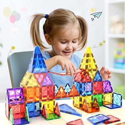 Magnetic Tiles Kids Toys STEM Magnet Toys for Toddler Magnetic Blocks Building Toys Preschool Learning Sensory Montessori Toys for 3+ Year Old Boys and Girls, Safe Creativity Toddler Kids Toys - Image 8