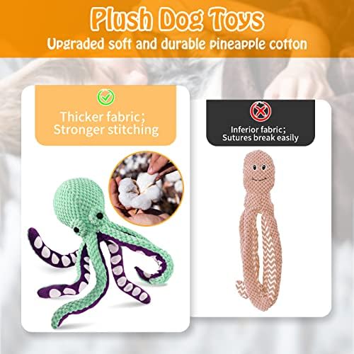 Fuufome Squeaky Dog Toys for Large Dogs: Plush Dog Toys with Soft Fabric for Small, Medium, and Large Pets - Octopus Stuffed Dog Toys for Indoor Play - Image 8
