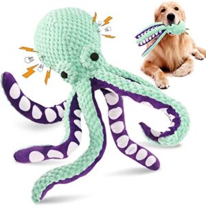 Fuufome Squeaky Dog Toys for Large Dogs: Plush Dog Toys with Soft Fabric for Small, Medium, and Large Pets - Octopus Stuffed Dog Toys for Indoor Play