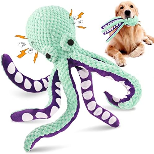 Fuufome Squeaky Dog Toys for Large Dogs: Plush Dog Toys with Soft Fabric for Small, Medium, and Large Pets - Octopus Stuffed Dog Toys for Indoor Play