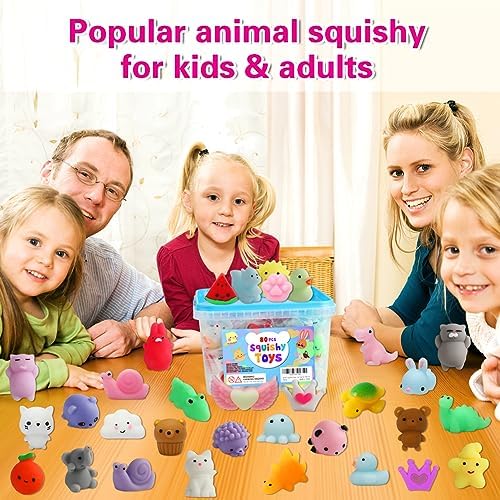 80Pcs Party Favors for Kids 4-8, Kawaii Squishies Mochi Squishy Toy Bulk Fidget Sensory Toys Birthday Gifts for Boys Girls Goodie Bag Christmas Stocking Stuffers Treasure Box Classroom Prizes - Image 2