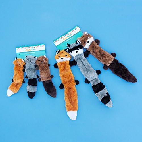 ZippyPaws Skinny Peltz - Fox, Raccoon, & Squirrel - No Stuffing Squeaky Dog Toys, Unstuffed Chew Toy for Small & Medium Breeds, Bulk Multi-Pack of 3 Soft Plush Toys, Flat No Stuffing Puppy Toys - 18" - Image 5
