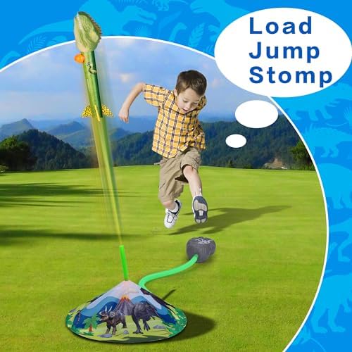 Gizzjoy Dinosaur Toy Rocket Launcher for Kids - Launch Up to 100 Ft, 4 Rockets, Outdoor Outside Toys for Kids, Dinosaur Toys, Birthday Gifts for 3 4 5 6 7 8-12 Year Old Boys Girls - Image 5