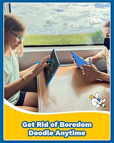 TEKFUN 2 Pack LCD Writing Tablet with Stylus, 8.5in Erasable Doodle Board Mess Free Drawing Pad for Kids, Car Trip Educational Toys Birthday for 3 4 5 6 7 Girls Boys (2*Blue) - Image 5