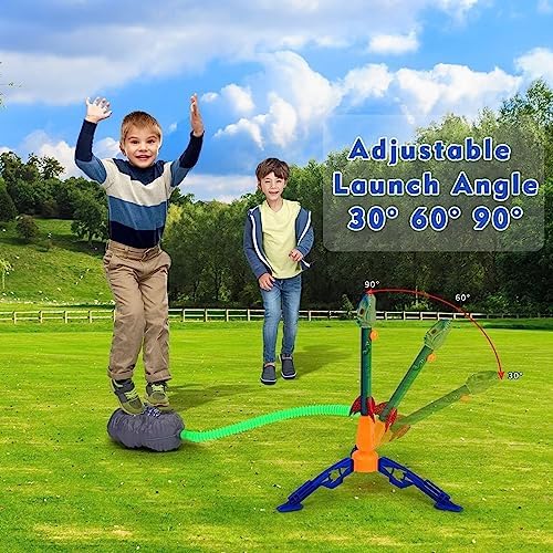 Gizzjoy Dinosaur Toy Rocket Launcher for Kids - Launch Up to 100 Ft, 4 Rockets, Outdoor Outside Toys for Kids, Dinosaur Toys, Birthday Gifts for 3 4 5 6 7 8-12 Year Old Boys Girls - Image 3