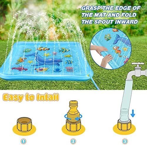 Growsland Splash Pad for Toddlers, Outdoor Sprinkler for Kids, 67" Summer Water Toys Inflatable Wading Baby Pool Fun Gifts for 3 4 5 6 7 8 9 Years Old Boy Girl Backyard Garden Lawn Outdoor Games - Image 4